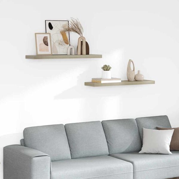 vidaXL Plutajuće zidne police 2 kom boja hrasta 90 x 23,5 x 3,8 cm MDF