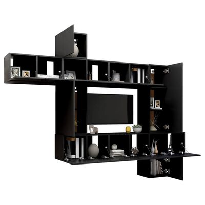 vidaXL 10-dijelni set TV ormarića crni od iverice