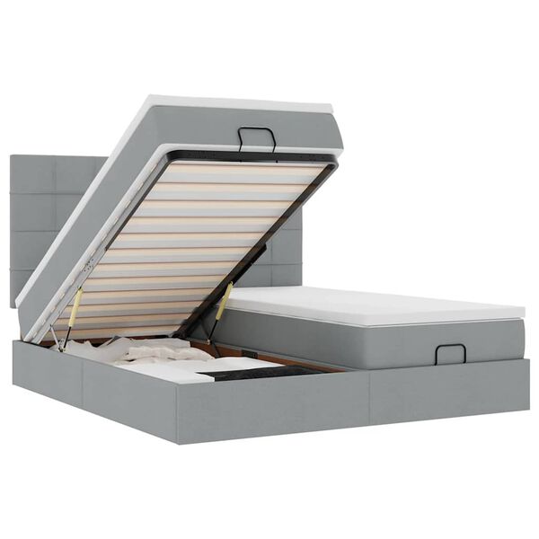 vidaXL Okvir kreveta s madracima svijetlosivi 160x200cm od tkanine