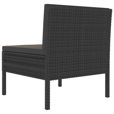 vidaXL Vrtne stolice s jastucima 3 kom od poliratana crne