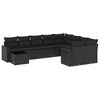 vidaXL 10-dijelni set vrtnih sofa s jastucima crni od poliratana