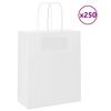 vidaXL Papirnate vrećice 250 kom s ručkama bijele 18x8x22 cm
