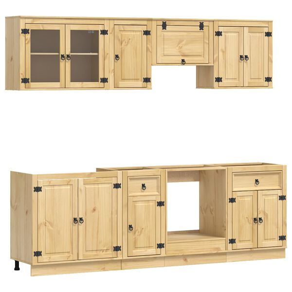 vidaXL Cabinet s ladicama SKI 8 pcs Medeno Smeđa Čvrsto borovo drvo