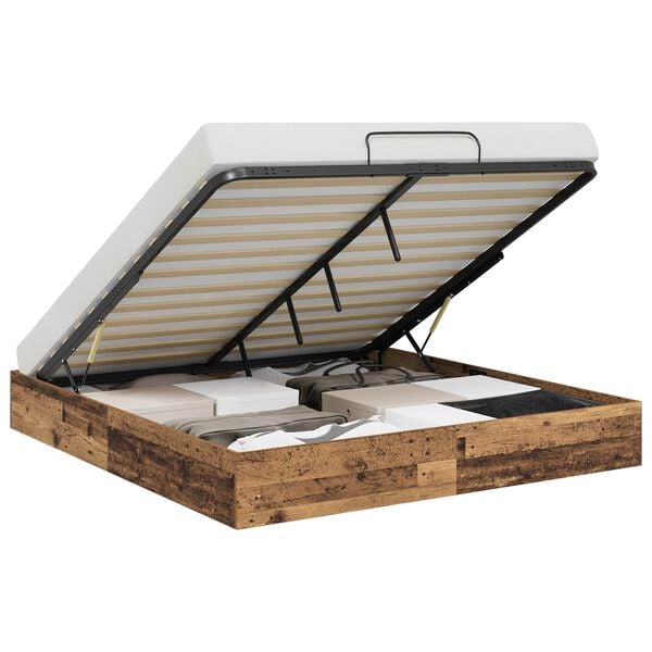 vidaXL Otomanski krevet s pohranom Staro drvo 203 x 180 x 25 cm