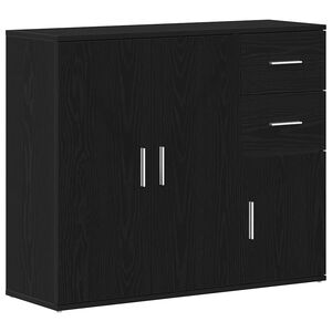 vidaXL Komoda crni hrast 91x29,5x75 cm Inženirsko drvo