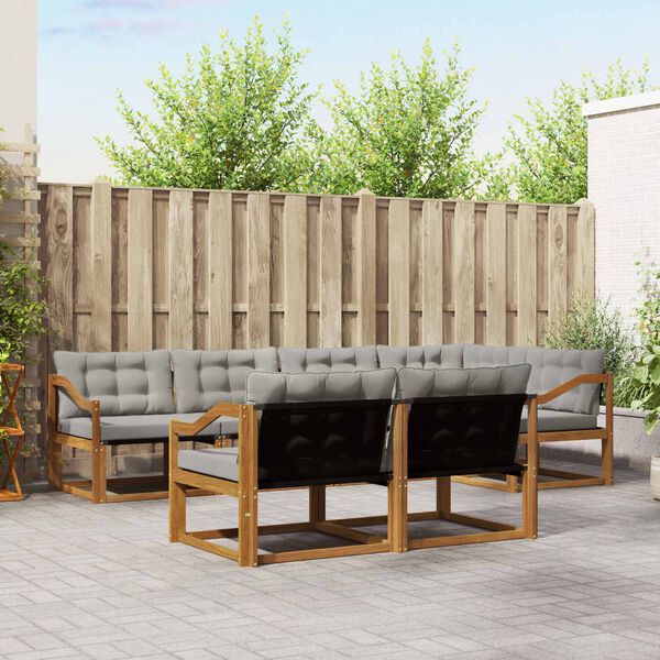 vidaXL Set vanjskih sofa s jastukom 7 pcs Prirodna i svijetlo siva