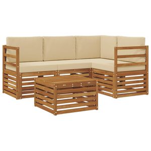 vidaXL Set vanjskih sofa s jastukom 5 pcs Prirodna i bež