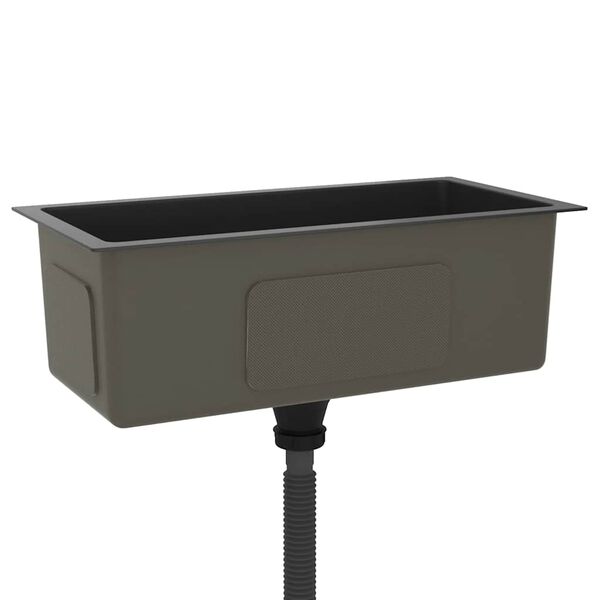 vidaXL Ručno rađeni kuhinjski sudoper crni od nehrđajućeg čelika