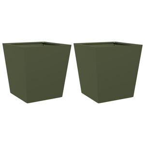 vidaXL Vrtne sadilice 2 kom maslinastozelene 40x40x40 cm čelične