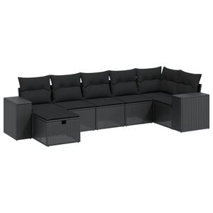vidaXL 8-dijelni set vrtnih sofa od poliratana s jastucima crni