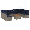 vidaXL 10-dijelni set vrtnih sofa od poliratana s jastucima sivi