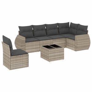 vidaXL 7-dijelni set vrtnih sofa svjetlosivi od poliratana