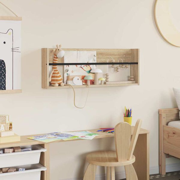 vidaXL Polica za časopise s policom Zidne Sonoma hrast 80 x 12 x 30 cm