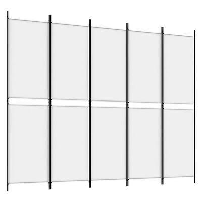 vidaXL Sobna pregrada s 5 panela bijela 250 x 200 cm od tkanine