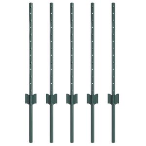 vidaXL Ugrađeni stup za ogradu 5 kom. Zelena 100 cm