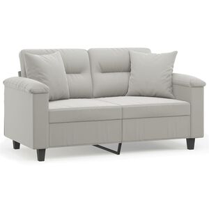vidaXL Dvosjed s jastucima svjetlosivi 120 cm od mikrovlakana