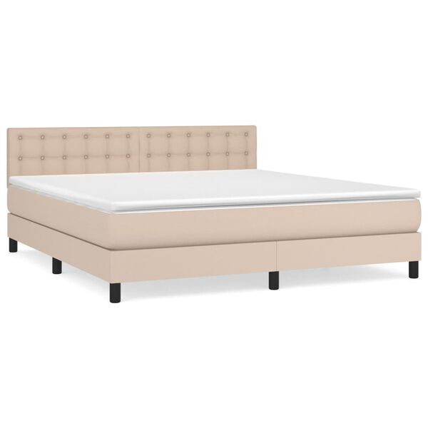 vidaXL Krevet box spring s madracem cappuccino 180x200 cm umjetna koža