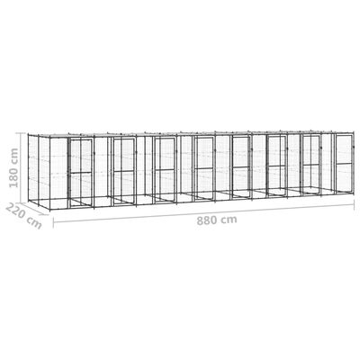 vidaXL Vanjski kavez za pse s krovom čelični 19,36 m²