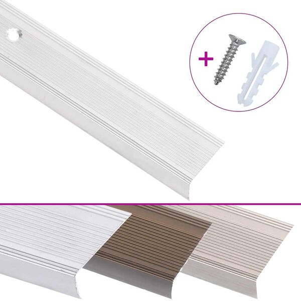 vidaXL Rubnjaci za stepenice L-oblik 15 kom aluminijski 90 cm srebrni