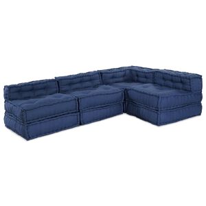 vidaXL Modularna sofa Tkanina Indigo 210 x 140 x 56 cm