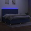 vidaXL Krevet box spring s madracem LED plavi 200x200 cm od tkanine