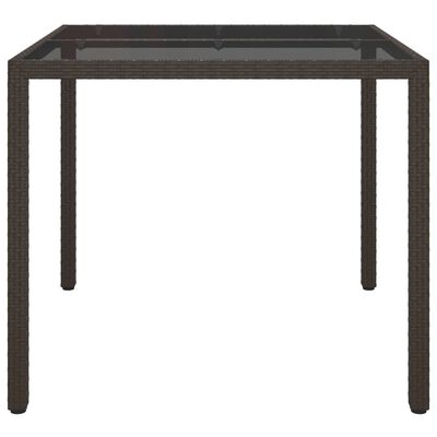 vidaXL Vrtni stol 90x90x75 cm od kaljenog stakla i poliratana smeđi