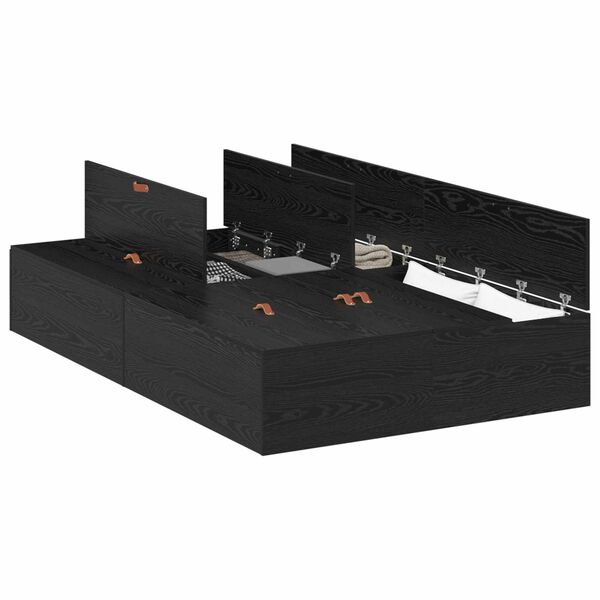 vidaXL Krevet s ladicama Crni hrast 120 x 200 cm Konstruirano drvo