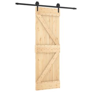 vidaXL Klizna vrata 70 x 210 cm Čvrsta borovina (neobrađena)