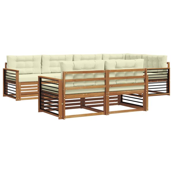 vidaXL Set vanjskih sofa s jastukom 7 pcs Prirodna i krem