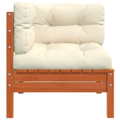 vidaXL Kutna vrtna sofa s jastucima 2 kom voštano smeđa od borovine