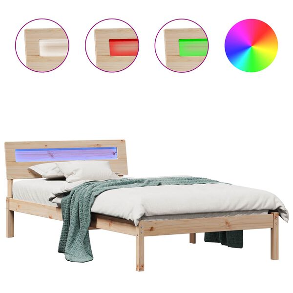 vidaXL Krevetna konstrukcija Smeđa 90 x 200 cm Čvrsto borovo drvo