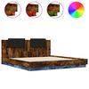 vidaXL Okvir kreveta s uzglavljem LED boja dimljenog hrasta 200x200 cm