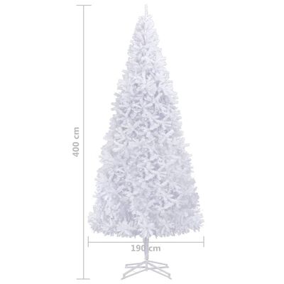vidaXL Umjetno osvijetljeno božićno drvce i kuglice LED 400 cm bijelo