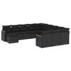 vidaXL 12-dijelni set vrtnih sofa od poliratana s jastucima crni