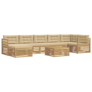 vidaXL Set vanjskih sofa s jastukom 8 pcs Bijela i bež Poliester