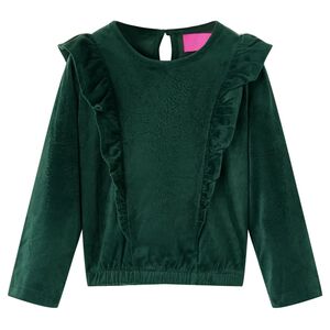 Dječja bluza s volanima tamnozelena 104