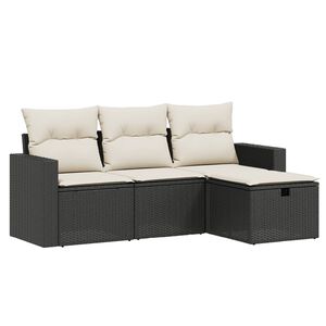 vidaXL 4-dijelni set vrtnih sofa od poliratana s jastucima crni