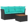 vidaXL 4-dijelni set vrtnih sofa od poliratana s jastucima crni