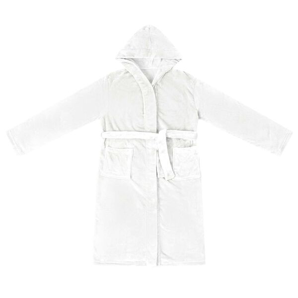 vidaXL Kupaći kaput s kapuljačom Bijelo s Flanel