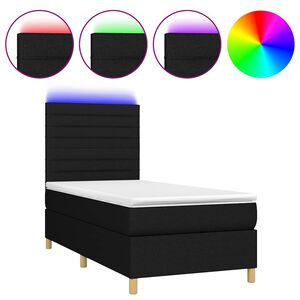 vidaXL Krevet box spring s madracem LED crni 80 x 200 cm od tkanine