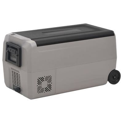 vidaXL Prijenosni hladnjak s kotačima i ručkom crno-sivi 60 L PP i PE