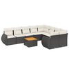 vidaXL 10-dijelni set vrtnih sofa s jastucima crni od poliratana
