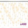 vidaXL LED zavjesa sa sigama 10 m 400 LED tople bijele 8 funkcija