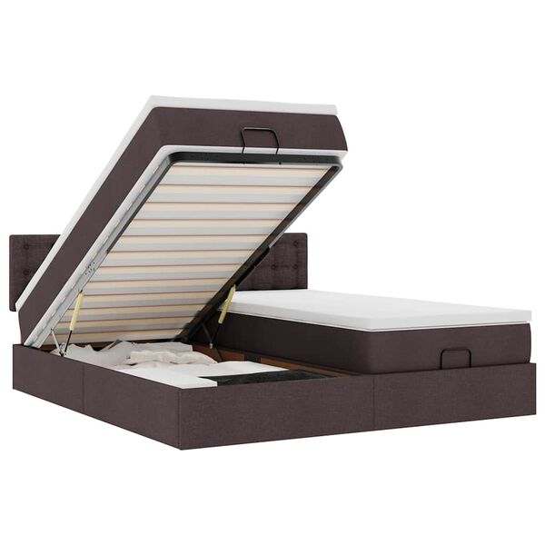 vidaXL Okvir kreveta s madracima tamnosmeđi 180x200cm tkanine