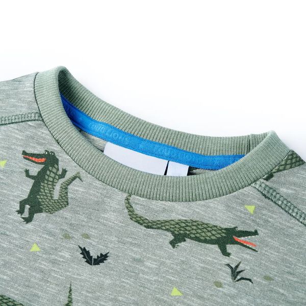 Dječja topla majica svijetla kaki pro&scaron;arana 128