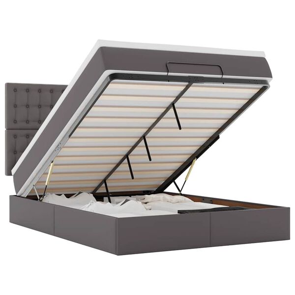 vidaXL Otomanski okvir kreveta s madracem sivi 140x200cm umjetna koža