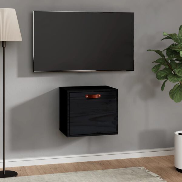 vidaXL Zidni ormarić crni 40 x 30 x 35 cm od masivne borovine