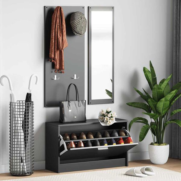 vidaXL 3-u-1 set ormarića za cipele crni od konstruiranog drva