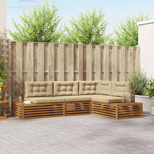 vidaXL Set vanjskih sofa s jastukom 4 Komad Prirodna i bež