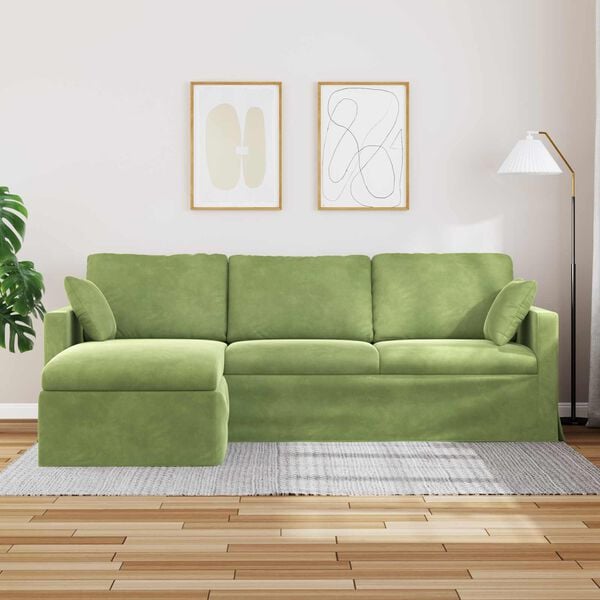 vidaXL Sofa Svijetlo zelena 198 x 134 x 80 cm Bar&scaron;un